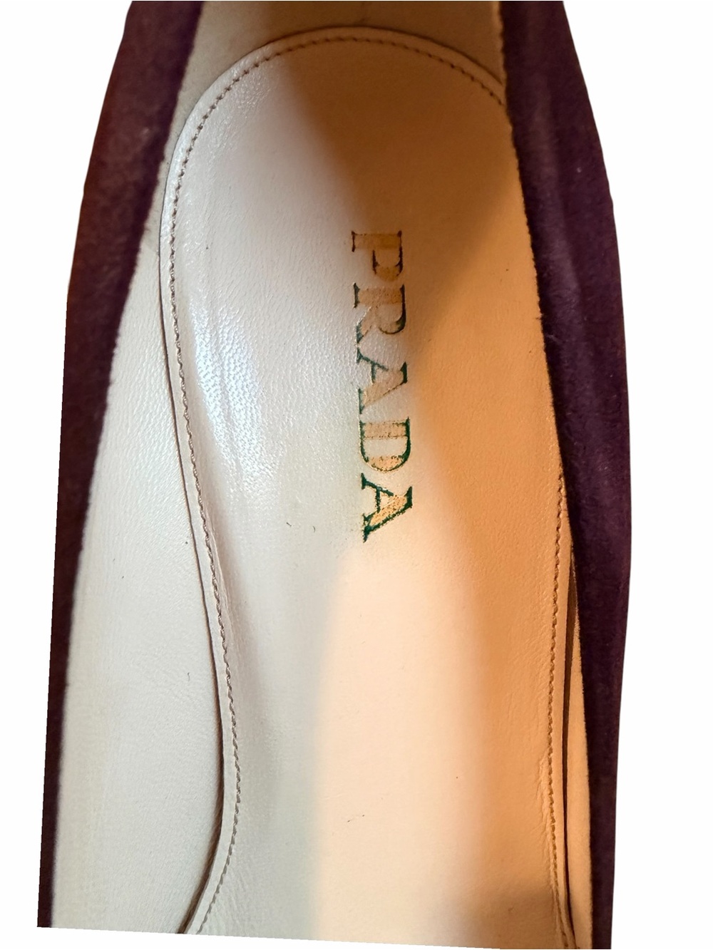 Prada Plum Suede Rosette Peep Toe Stiletto Heels EU 39 Italy - Picture 7 of 9